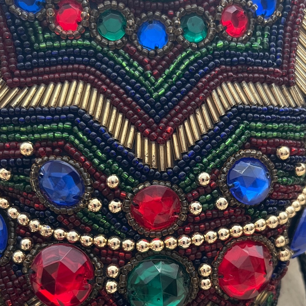Embellished Multicolor Beaded Women's Evening Bag - Picture 2 of 5
